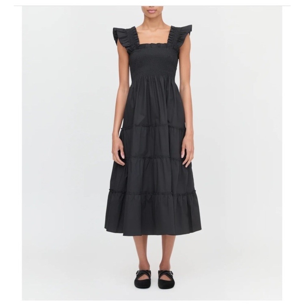 Hill House The Ellie Nap Dress Black Crepe Size XXS Midi